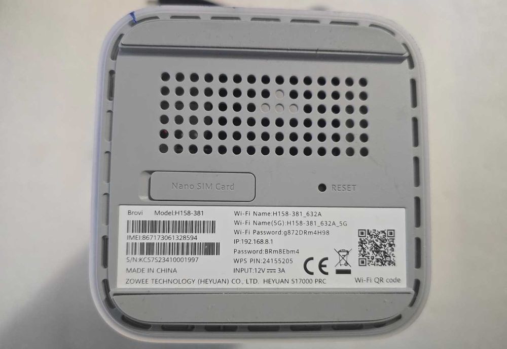 Router Wireless 5G Huawei Brovi H158-381 CPE Pro 5 WiFi 6 AX7200 Slot NanoSIM