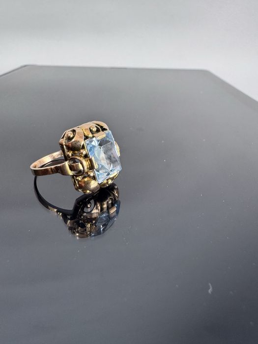 Inel din aur 8 k si acvamarin