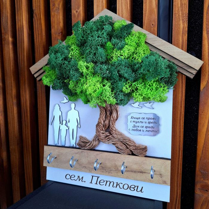 Къщичка за ключове със скандинавски мъх