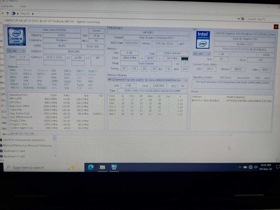 Laptop  HP Probook i5, 2,5 GHz, 8 GB DDR 4, 256 GB SSD, cu SIM telefon