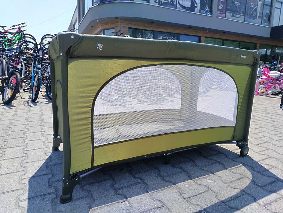 MONI Сгъваема детска кошара UNO зелен