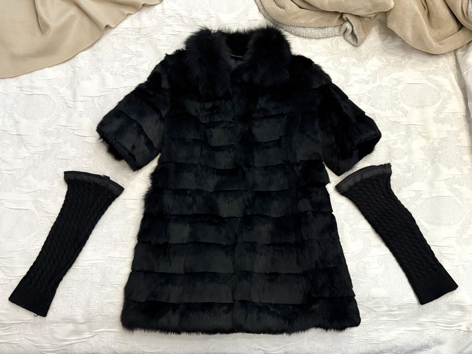 Женская шуба из кролика, натуральная