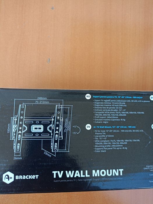 Vând suport tv de perete ,de la 13"la 43", produs de calitate superioara nou.