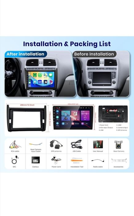 Navigaţie Android 2G + 64G, 2 DIN, VW Polo