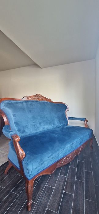 Canapea din lemn masiv şi 2 fotolii