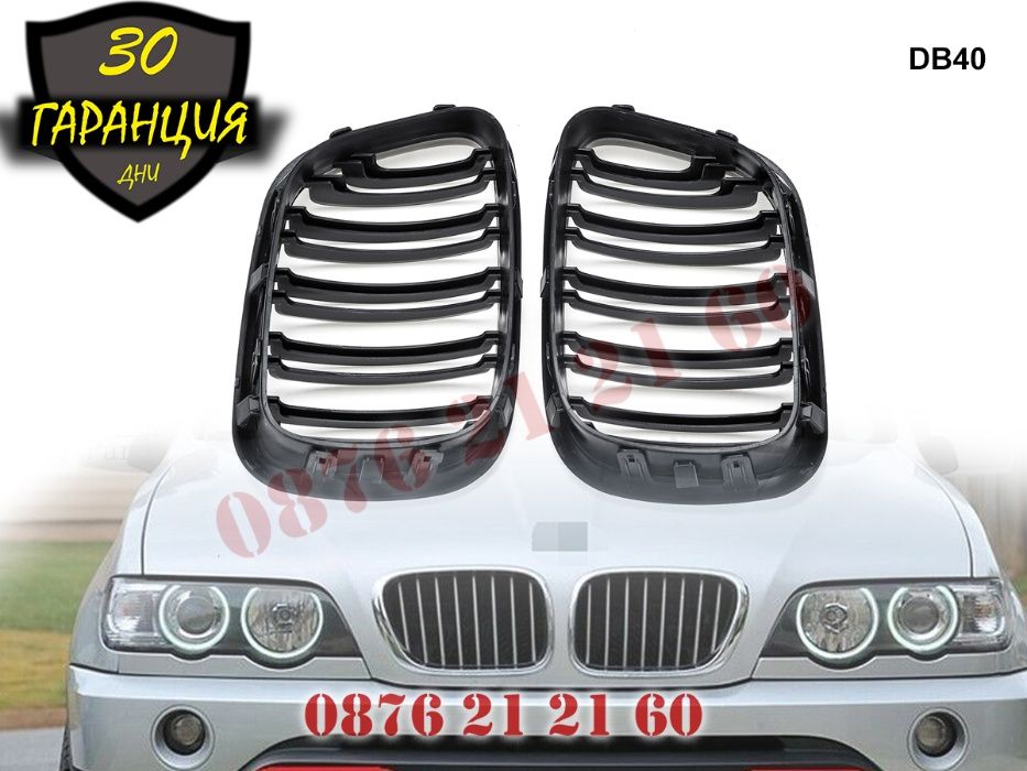 Двойни M Бъбреци Решетки BMW X5 E53 1999-03 БМВ Х5 Е53 Черен Гланц