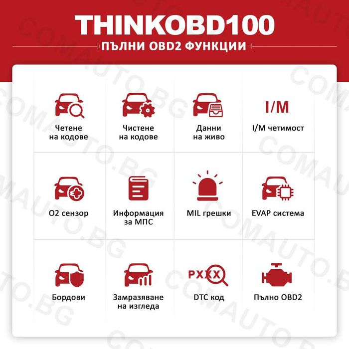 THINKOBD100 Мощна Портативна Автомобилна Диагностика / OBD2 / THINKCAR