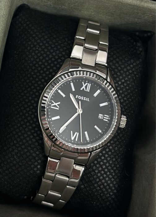 Ceas Damă Fossil Rye BQ3637 - Nou (Cadran Negru, Oțel Inoxidabil)