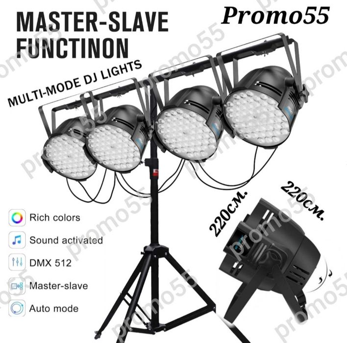 ПРОМО! Голям  Диско Парти Прожектор 54 Лед Диода, Сценично Осветление