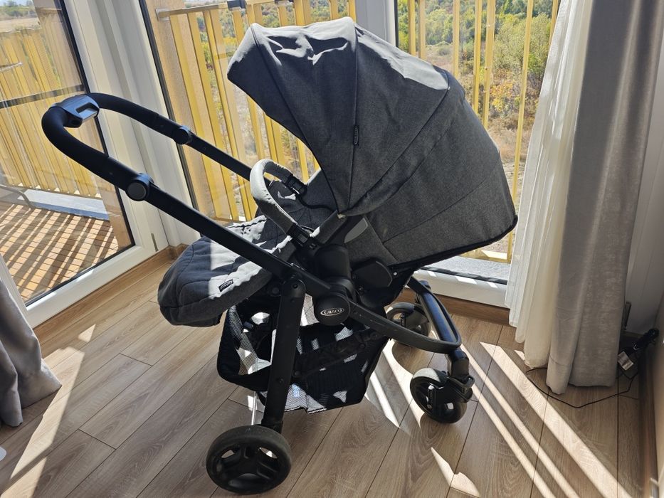 Количка 3в1 Graco Evo Suits Me, Сива с 3 коша и дъждобран