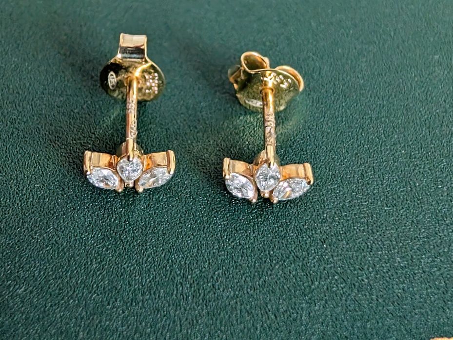 Cercei aur 14K + diamante naturale