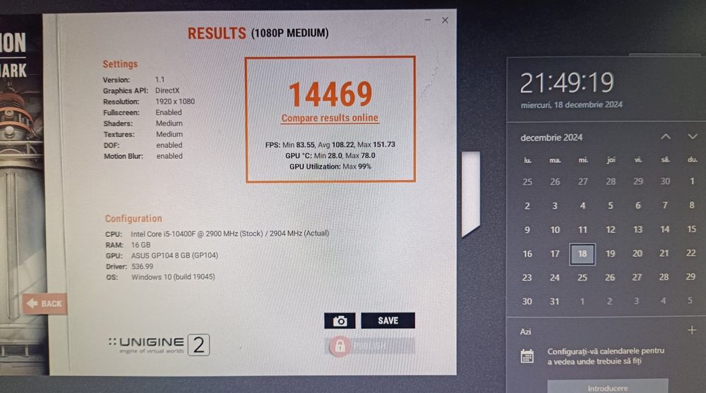 Placa video gaming Asus GTX 1070Ti 8GB GDDR5 256bit