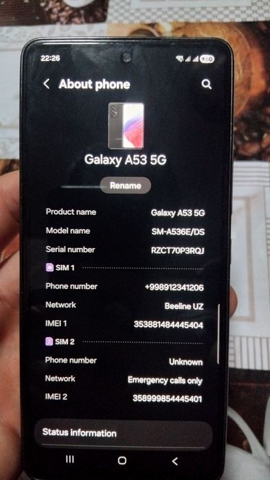Samsung A53 5G  128/6 talik xotira