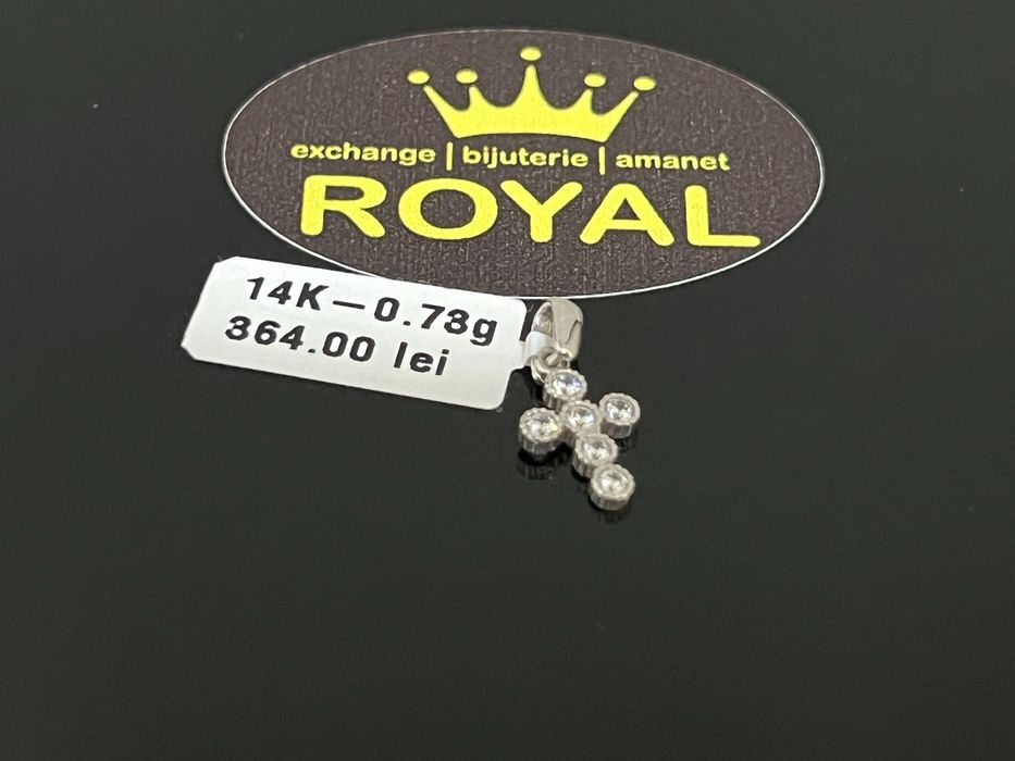 Bijuteria Royal CB : Pandantiv cruce aur alb 14k 0,73 grame