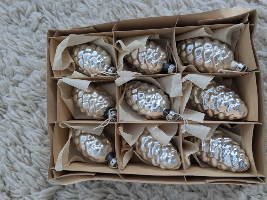 Стъклени топки за елха, стари, ръчно духани, от Полша