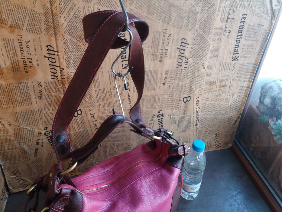 дамска чанта,кожена торба-цикламено,розово естествена кожа