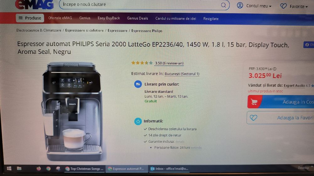 Schimb Espressor Philips LatteGo Model EP2236/40