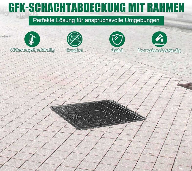Capac si rama pentru camin 45x45 cm, din plastic ranforsat cu fibra de sticla (FRP), NOU, Factura