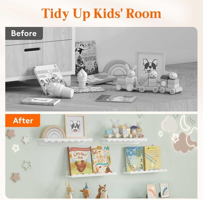 Rafturi suspendate plasic premium, Lifewit 38 x 8.6cm, set de 8