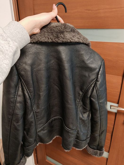 Jachetă Biker cu guler îmblănit