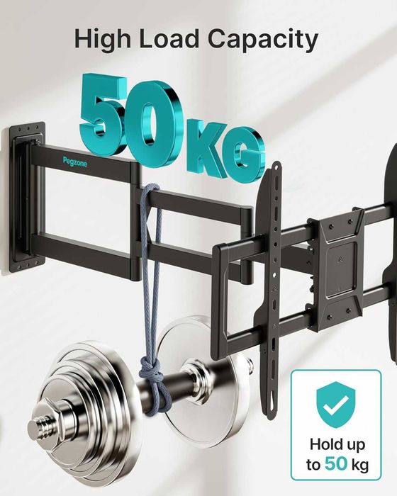 Pegzone поставка за телевизор/монитор (стенен монтаж), 37–86”, VESA до 600x400, удължена 975 мм, товар до 50 кг