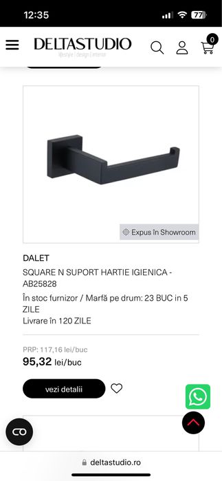 Cuier suport prosoape si suport hartie igienica Delta Studio D
