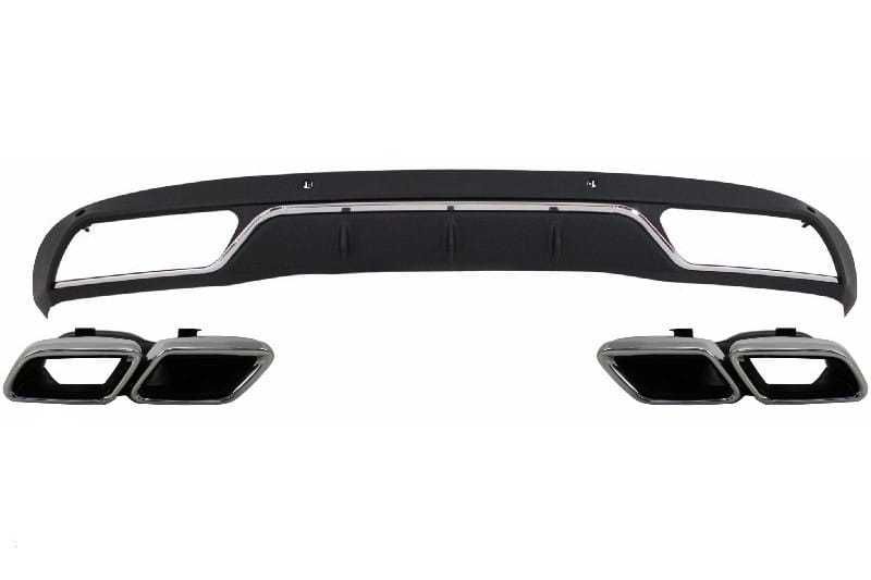 Difuzor Bara Spate cu Ornamente evacuare Mercedes C-Class W205 S205 (2014-2018) C63 Design compatibil cu Bara Standard