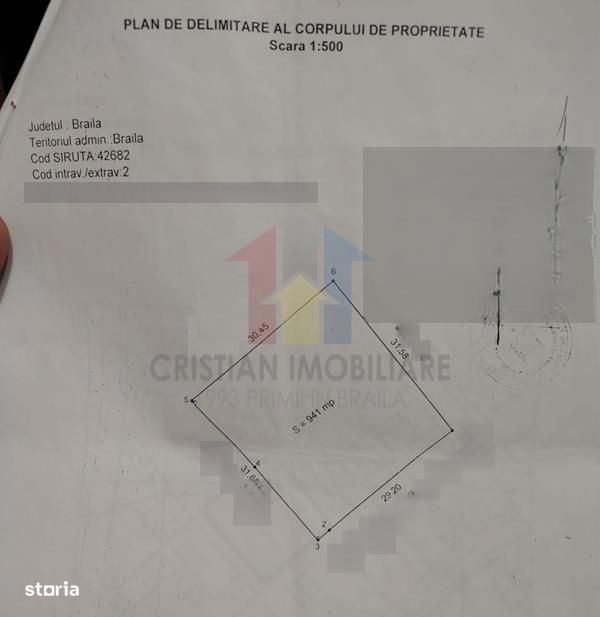 Teren in Suprafata de 941 mp, Deschidere 30 m, zona Excelenta  Chercea