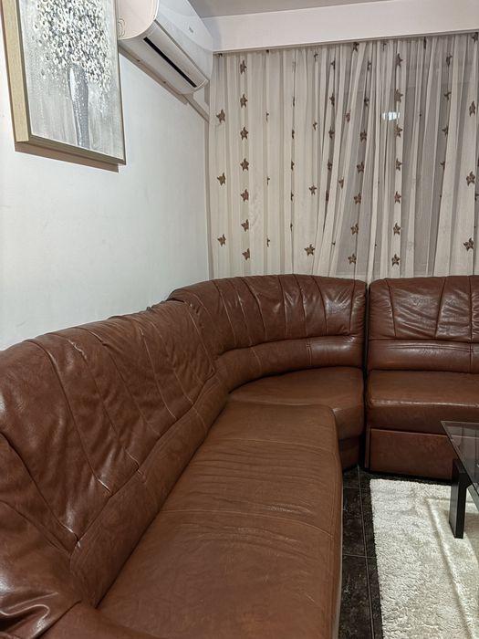 Coltar din piele maro extensibil