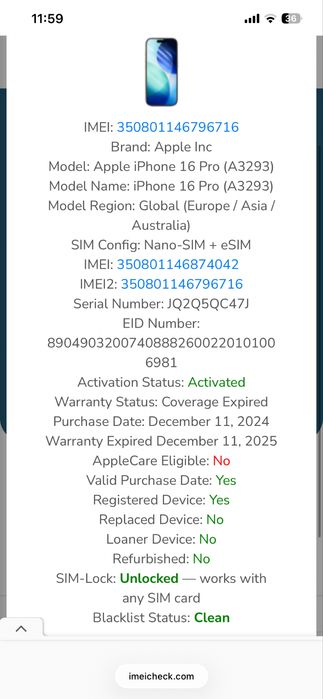 Iphone 16 Pro impecabil!