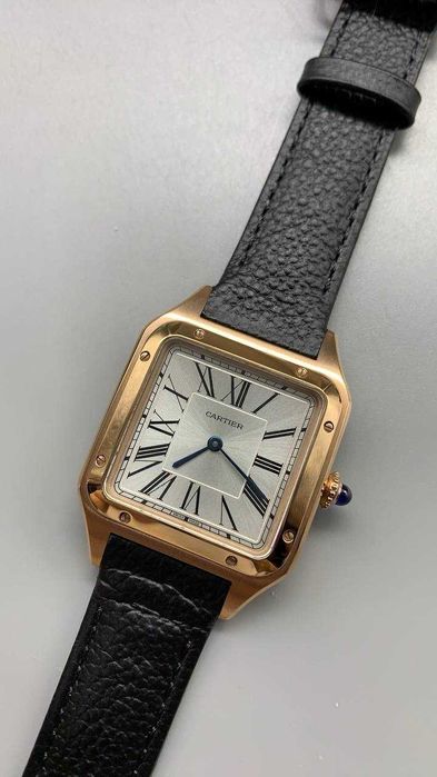 Cartier santos 100 сребро злато / кожа
