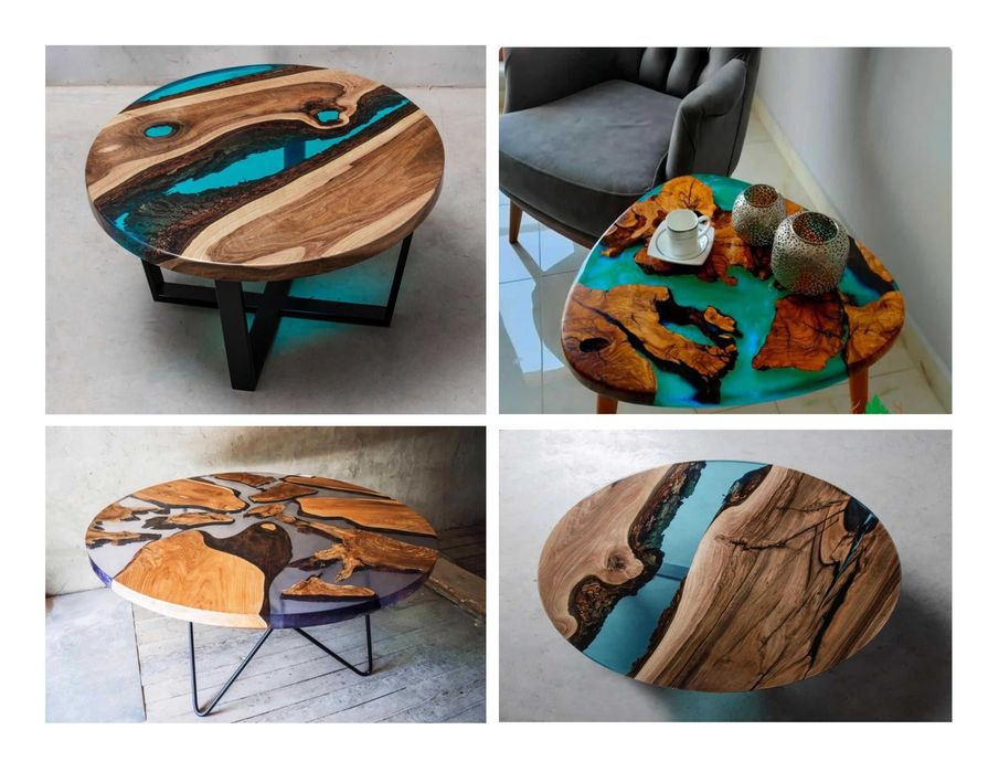 masuta masa cafea mobilier living lemn masiv rășină epoxilică decor