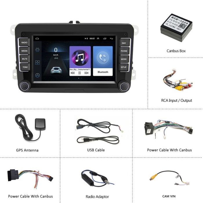 Navigatie VW Volkswagen/Skoda/Seat 7 INCH, CAN-BUS, ANDROID