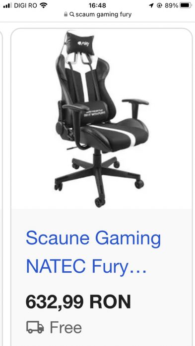 Scaun gaming Fury