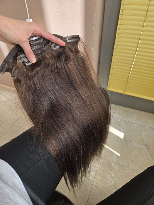 Кафява естествена коса 130 гр 45 см