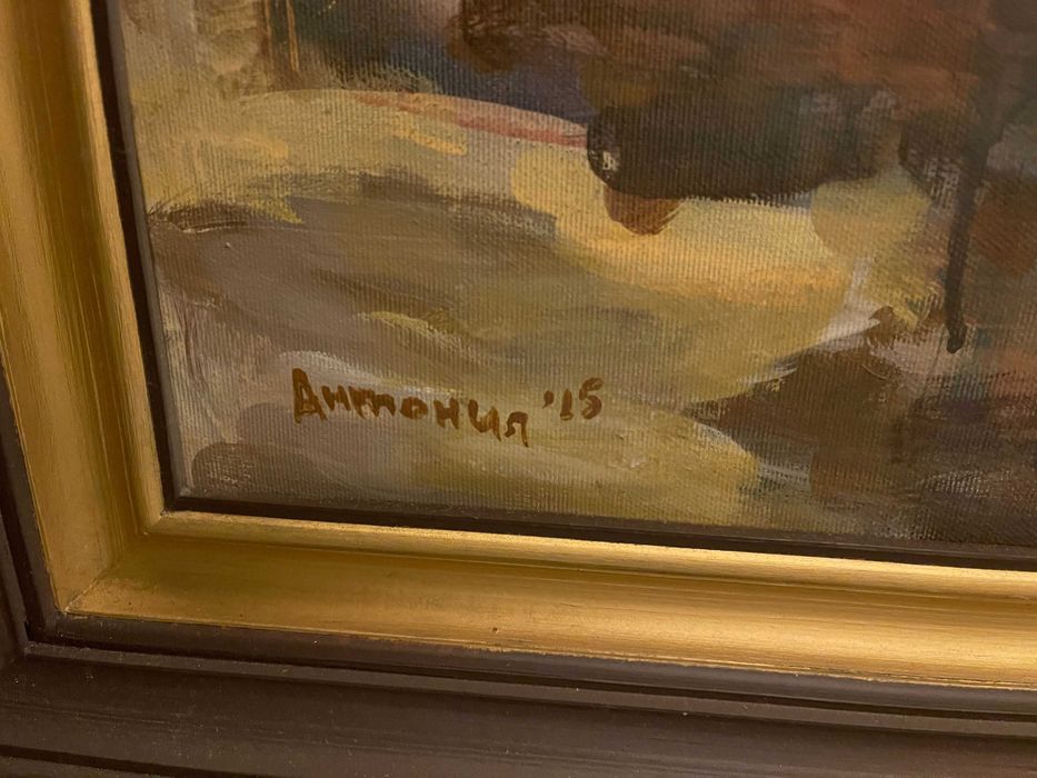 Голяма авторска картина 230 см – Майка с дете и житно поле с макове