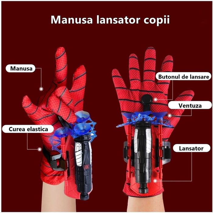 Два броя ръкавици Спайдърмен с изтрелвачка