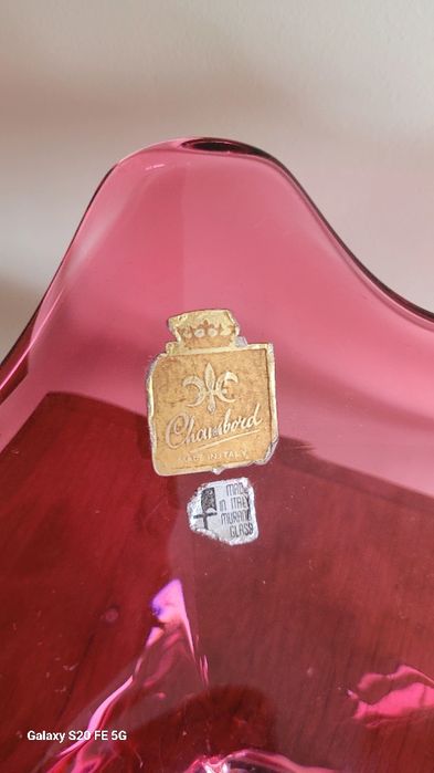 Голяма декоративна кристална купа,фруктйера Мурано Италия