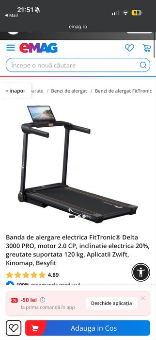 Banda de alergare  FitTronic Delta 3000 PRO, electrica