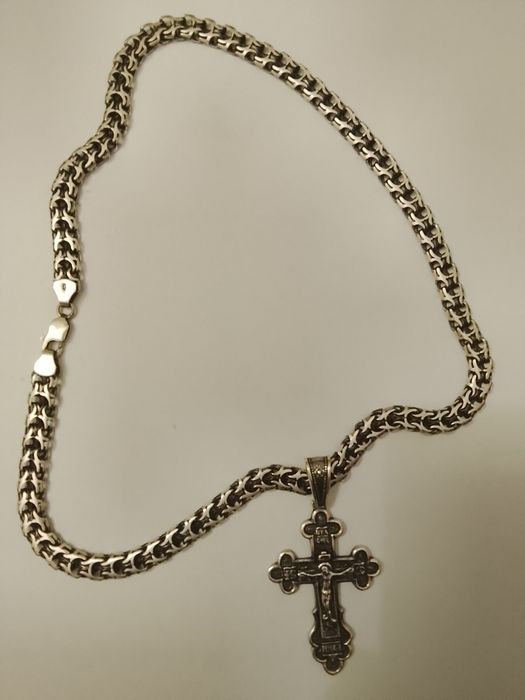 Цепочька с крестиком серебро