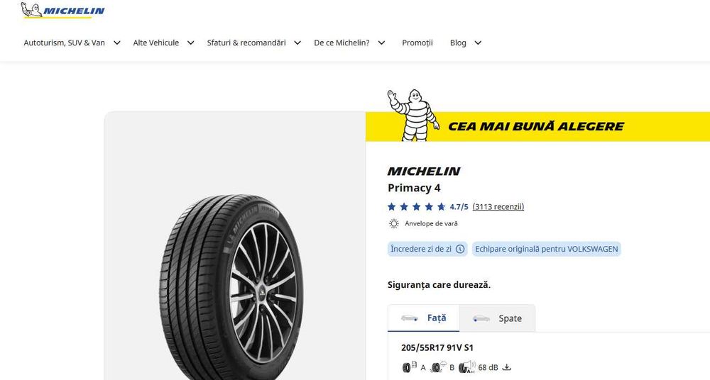 Anvelope VARA MICHELIN PRIMACY 4 NOI 205/55/R17 DOT_12/2026