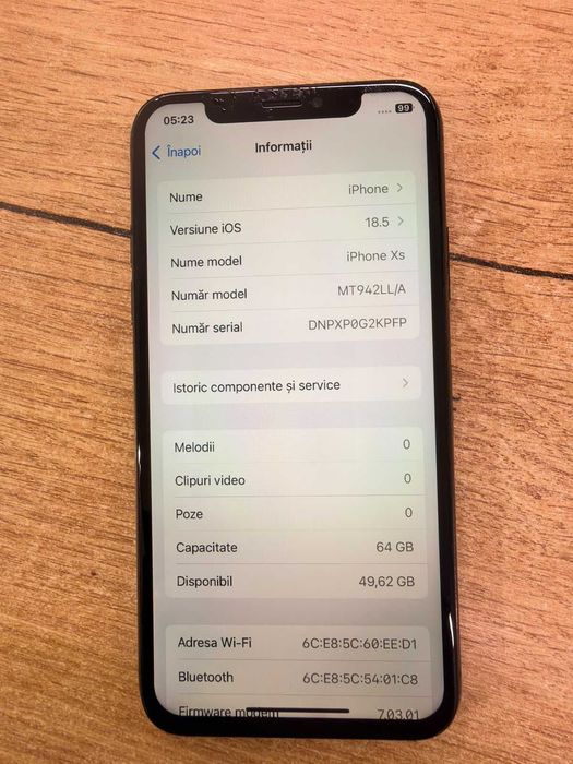 iPhone XS 64GB Space Gray Baterie 100% – Garanție 24 Luni