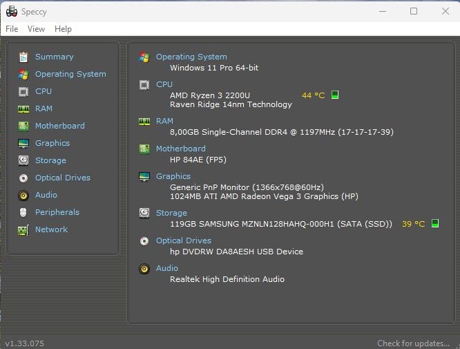 Laptop HP 255 G7 Ryzen 3 2200U 2,5Ghz/3,4Ghz, 8GB, 128GB, Vega 3 1GB, Windows 11 Office 2024