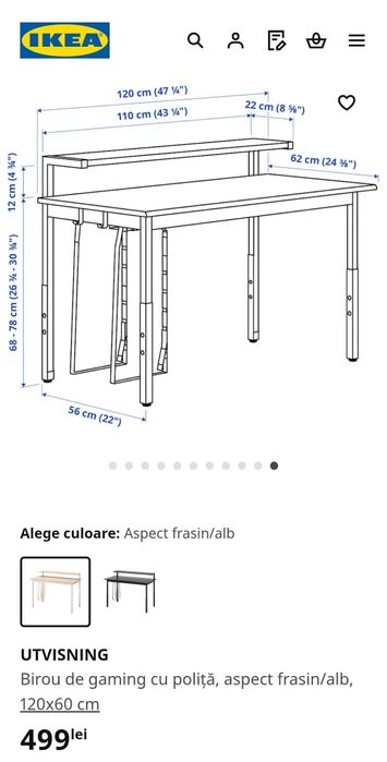 Birou Ikea UTVISNING gaming, aproape nou