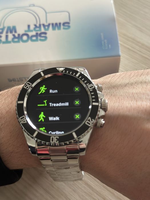 Smartwatch cu bezel rotativ - curea metalica - NOU