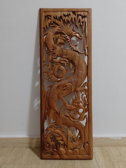 Superba sculptura ,tablou basorelief lemn masiv