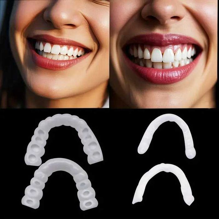Proteze fatete dentare 2 seturi dinți superiori și inferiori pentru dinti ortodontici temporari dinti falsii.  Crema Scrub corp cu sare de mare 300g.