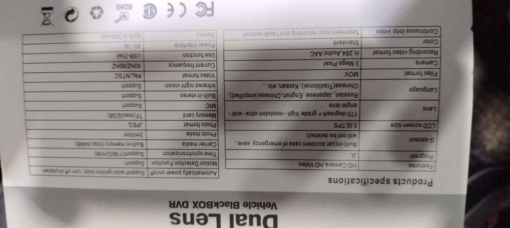 Camera de bord dual lens