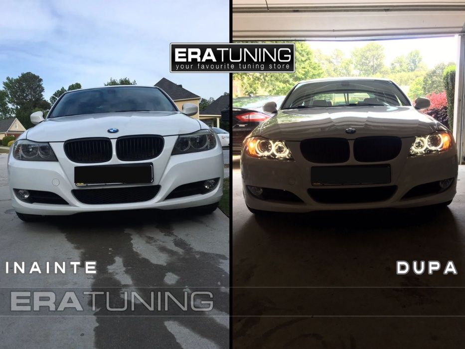 Faruri BMW E90 E91 Seria 3 2005-2008 Angel Eyes Negru DEPO CALITATEA 1