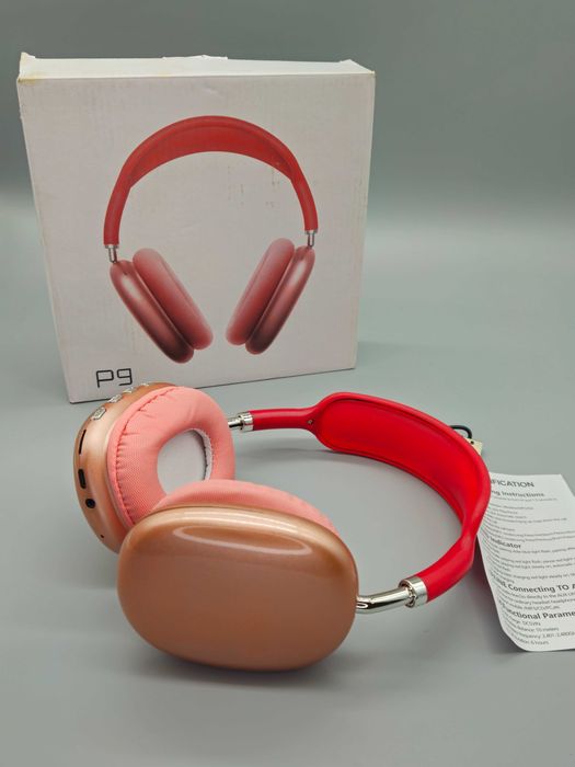 Promo!Безжични Bluetooth слушалки P9 (over-ear) – червено/розово злато